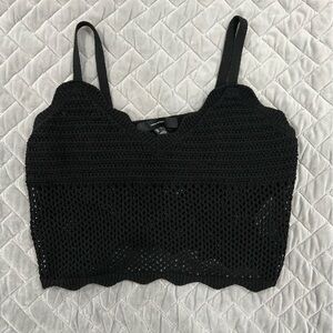 NWT Black Crocheted Crop Top Size L